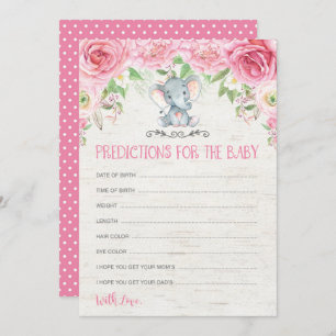 Carte de prédictions du jeu de Baby shower d'éléph