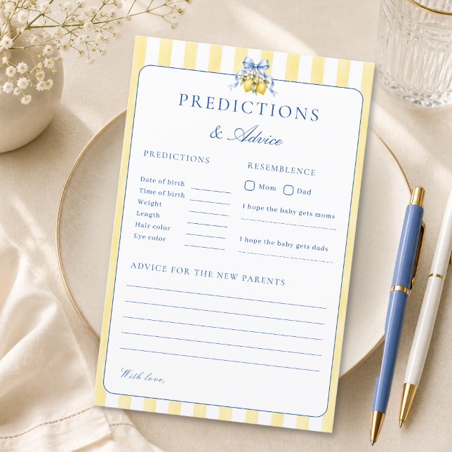 Carte de prédictions et conseils pour Baby Shower  (Créateur téléchargé)