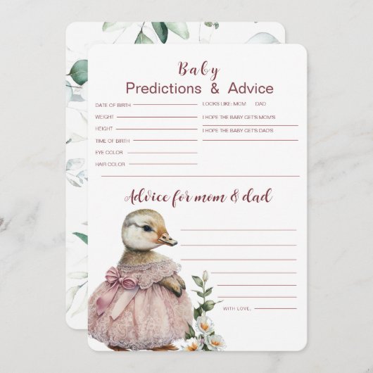 Carte de prédictions et conseils pour bébé | Jeu b (Devant / Derrière)