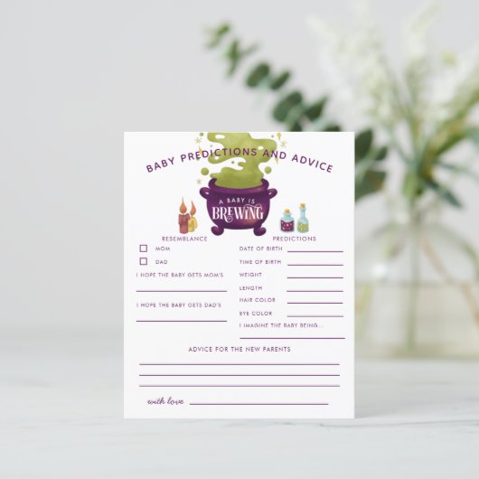 Carte de prédictions et conseils pour bébé sorcièr (Debout devant)