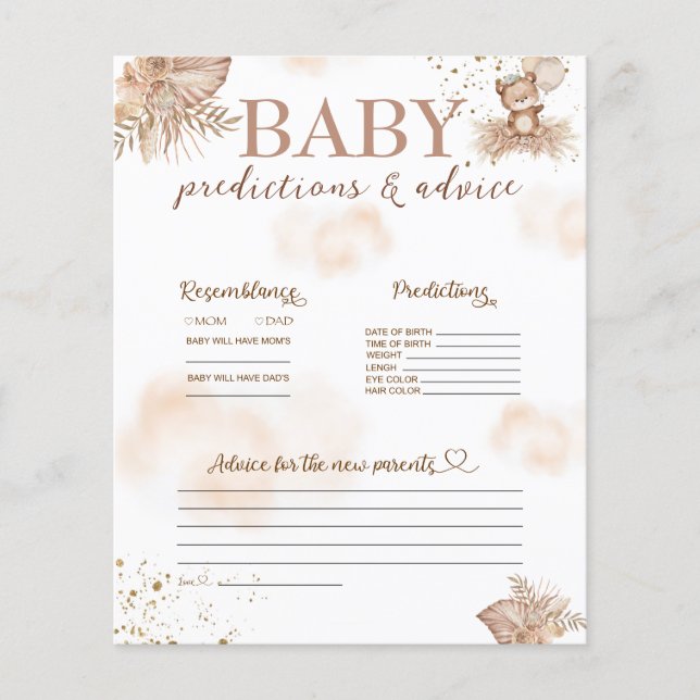 Carte de prédictions et de conseil Baby shower de  (Devant)