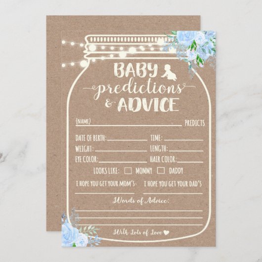 Carte de prédictions et de conseils pour bébé (Devant / Derrière)