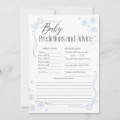 Carte de prédictions et de conseils pour bébé Snow (Devant)