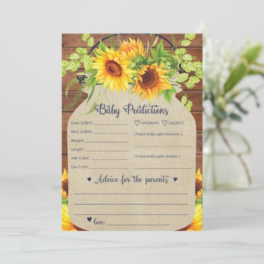 Carte de prédictions et de conseils pour bébés tou (Debout devant)