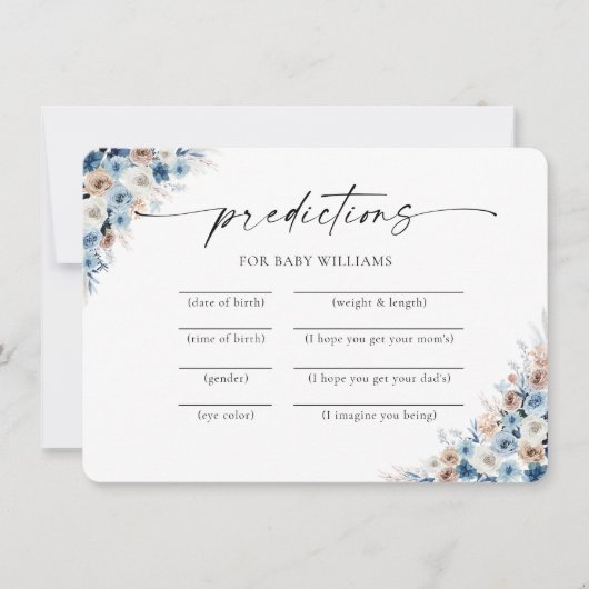 Carte de prédictions florales pour bébé Boho bleu (Devant)