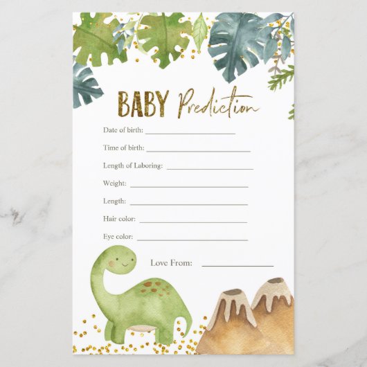 Carte de prédictions pour bébé Dinosaur (Devant)