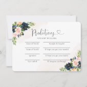 Carte de prédictions pour bébé floral rose et bleu (Devant)
