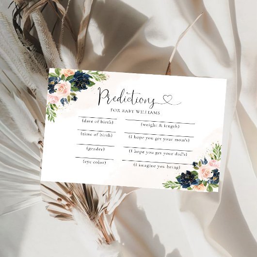 Carte de prédictions pour bébé floral rose et bleu