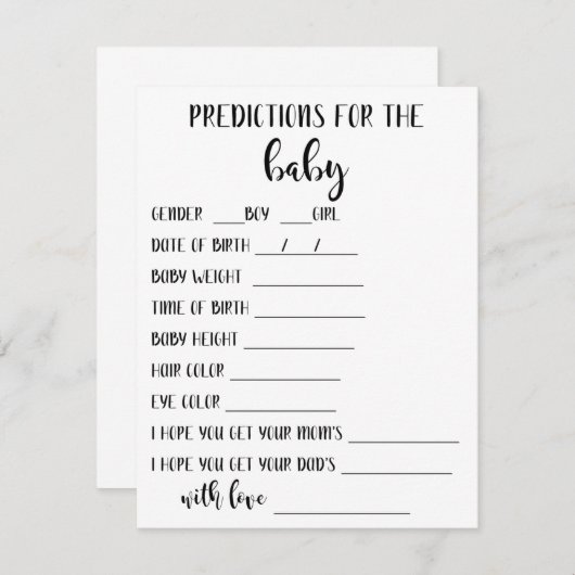 Carte de prédictions pour bébés (Devant / Derrière)