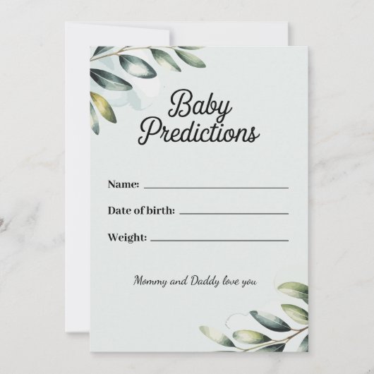 Carte de prédictions pour bébés botaniques - perso (Devant)