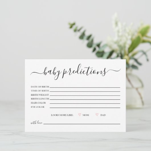 Carte de prédictions pour bébés Calligraphie simpl (Debout devant)