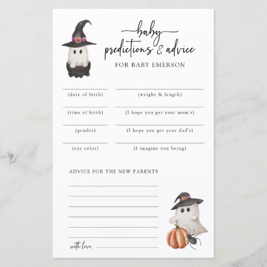 Carte de prédictions pour bébés Halloween (Devant)