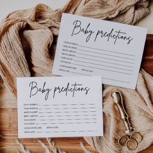 Carte de prédictions pour bébés | Jeux baby shower