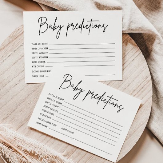 Carte de prédictions pour bébés | Jeux baby shower