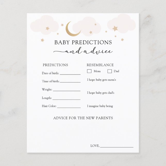 Carte de prédictions sur la lune rose Baby Advice (Devant)
