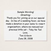 Carte de préférence de mariage (exemple) (Dos)