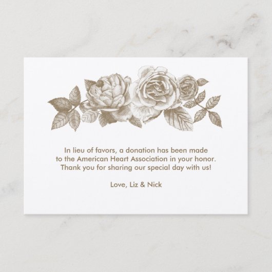 Carte de préférence rose Sketch à Sepia (Devant)