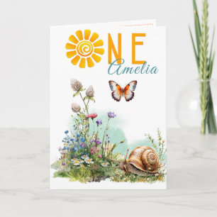 Carte de premier anniversaire de la forêt avec des