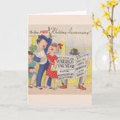 Carte de premier anniversaire de mariage vintage (Fleur jaune)
