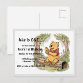 Carte de premier anniversaire de Winie l'ourson (Devant / Derrière)