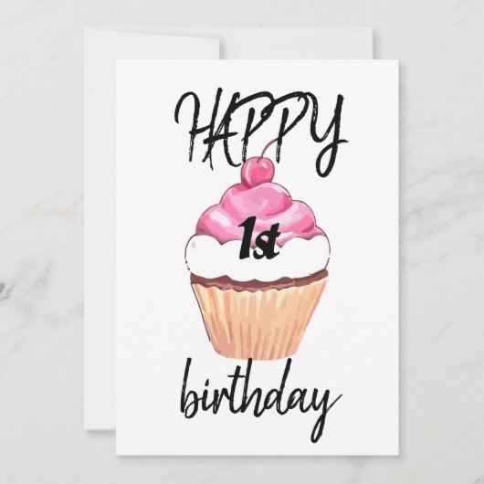 Carte de premier anniversaire joyeux (Devant)