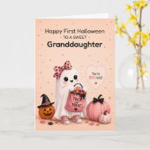 Carte de premier Halloween pour petite-fille avec (Fleur jaune)