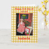 Carte de premier jour d'école pour Isabella. (Fleur jaune)