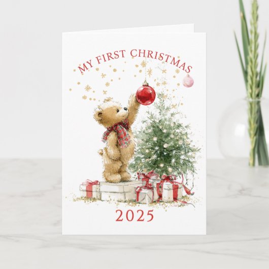 Carte de premier Noël de bébé Ourson (Devant)