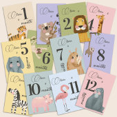 Carte de première année de jalon "Cute Jungle Anim