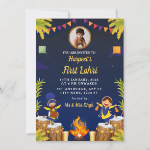 Carte de première célébration de Lohri pour bébé a
