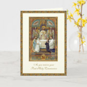 Carte de première communion catholique Jésus Anges (Fleur jaune)