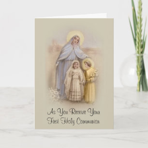 Carte de première communion catholique pour fille