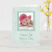 Carte de première Fête des pères de bébé Casquette (Fleur jaune)