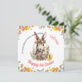 Carte de première Pâques personnalisée, 1er Lapin  (Debout devant)