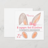 Carte de première Pâques personnalisée, 1er Lapin  (Devant / Derrière)