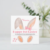 Carte de première Pâques personnalisée, 1er Lapin  (Debout devant)