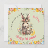 Carte de première Pâques personnalisée, 1er Lapin  (Devant)