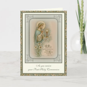 Carte de Première Sainte Communion Vierge Marie Eu