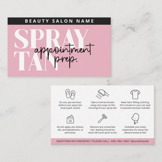Carte de préparation de bronzage moderne modifiabl (Devant / Derrière)