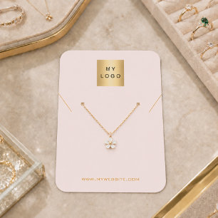 Carte de présentation de bijou de collier rose