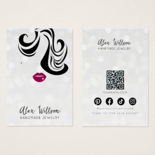 Carte de présentation de bijoux à cheveux ondulés