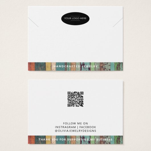 Carte de présentation de bijoux avec QR code pour  (Devant & derrière)