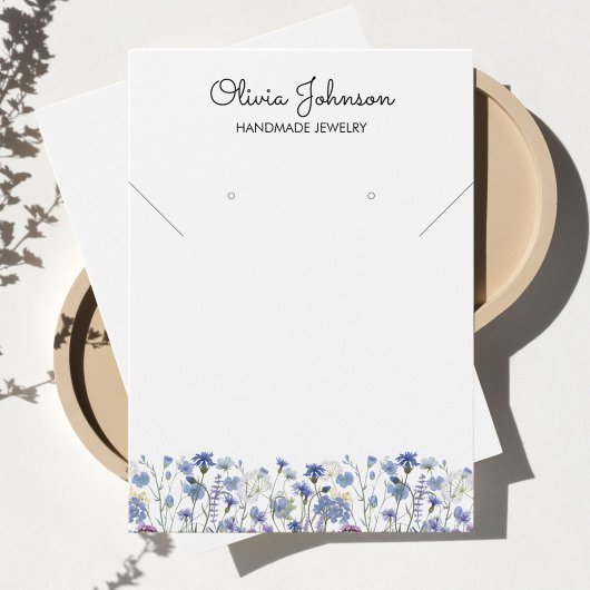 Carte de Présentation de Bijoux Fleur Sauvage Bleu