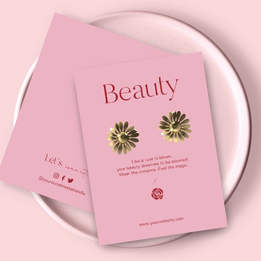 Carte de Présentation de Bijoux Rose Pâle