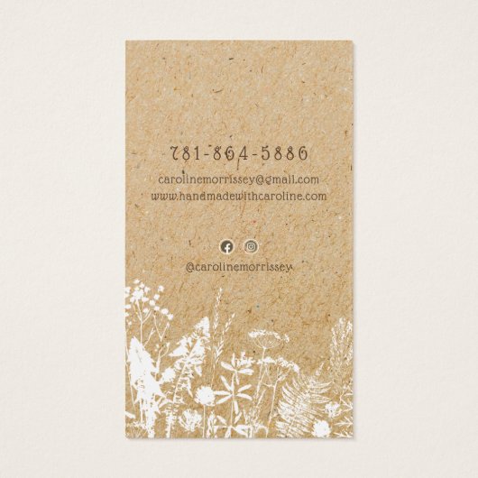 Carte de Présentation de Boucles d'Oreilles Fleurs (Dos)