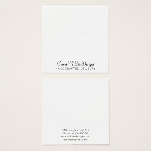 Carte de présentation de boucles d'oreilles minima (Devant & derrière)