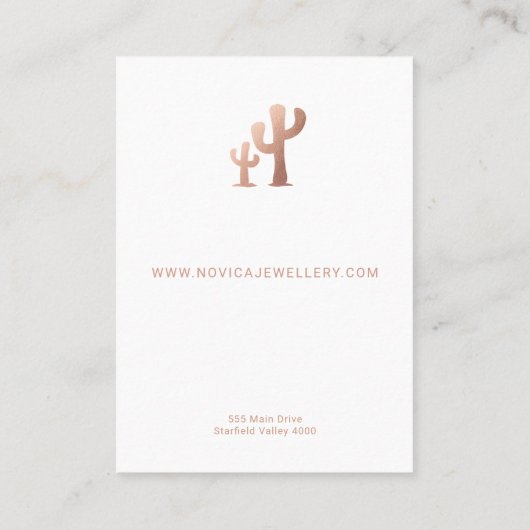 Carte de présentation de cactus en or rose pour bo (Dos)