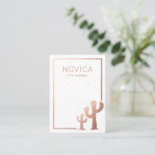 Carte de présentation de cactus en or rose pour bo (Debout devant)