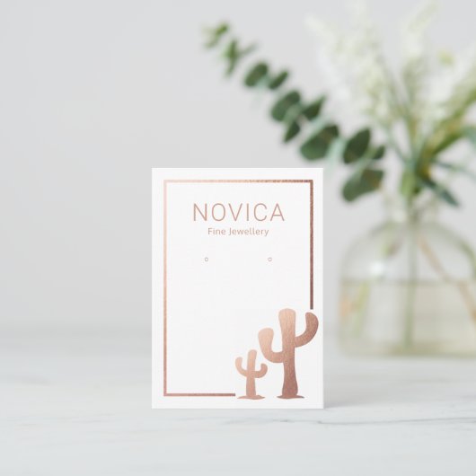 Carte de présentation de cactus en or rose pour bo (Debout devant)
