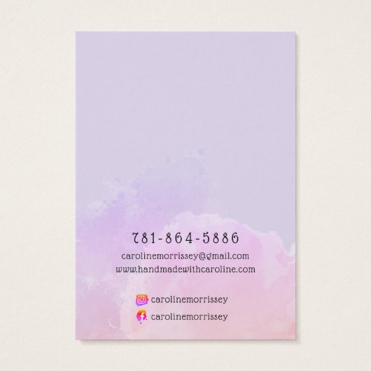 Carte de présentation de collier à éclaboussures d (Dos)